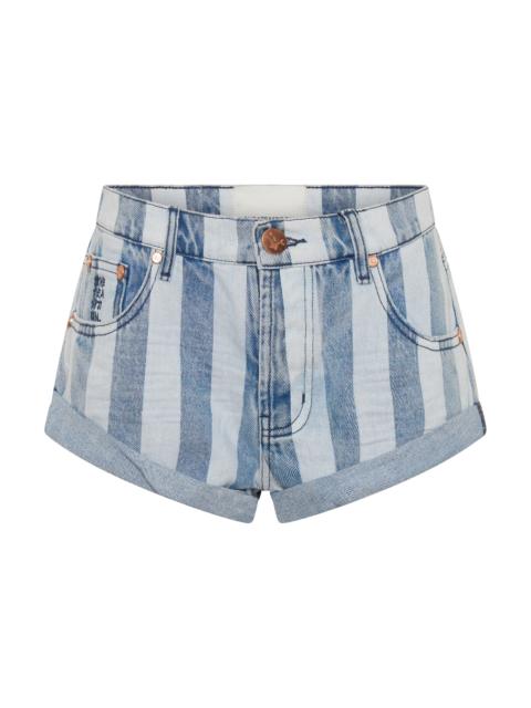 ONE TEASPOON Bandits Low Waist Denim Shorts - Beach Club Stripe