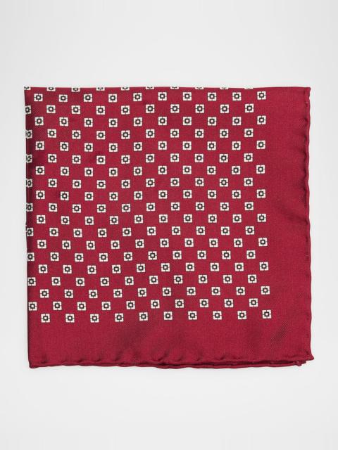 Brunello Cucinelli Men's Geometric Silk Pocket Square