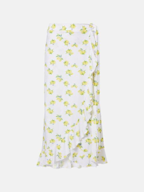 MELISSA ODABASH Printed ruffled wrap skirt