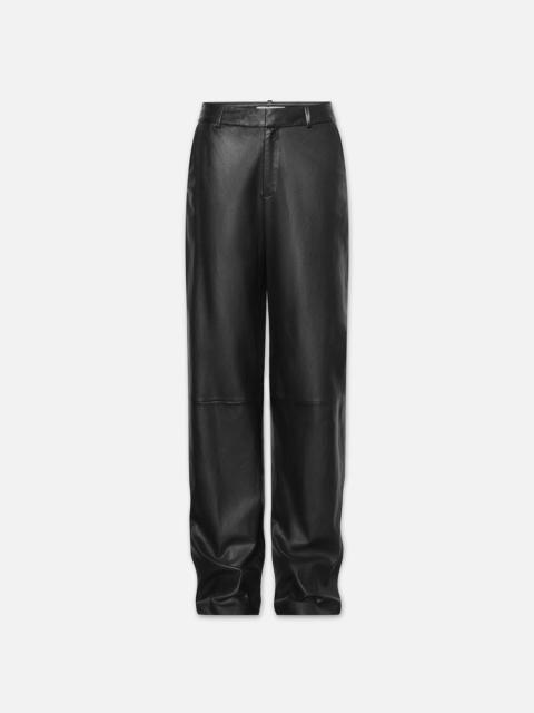 FRAME High Rise Relaxed Leather Trouser in Noir