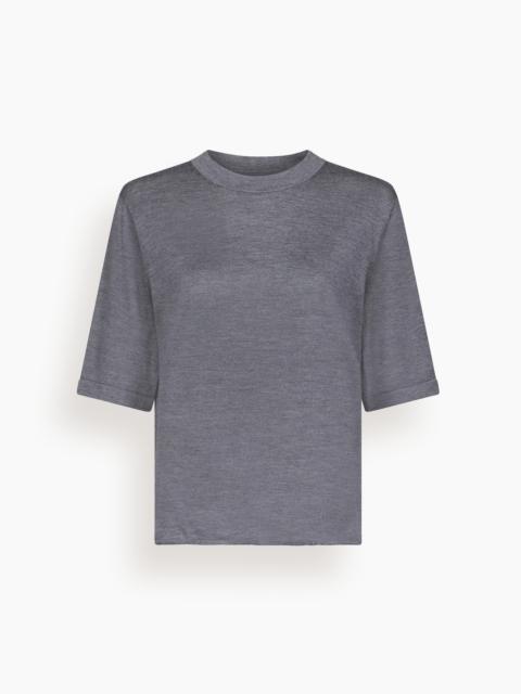 Loulou de Saison Nala Fine Short Sleeve Top in Anthracite Melange