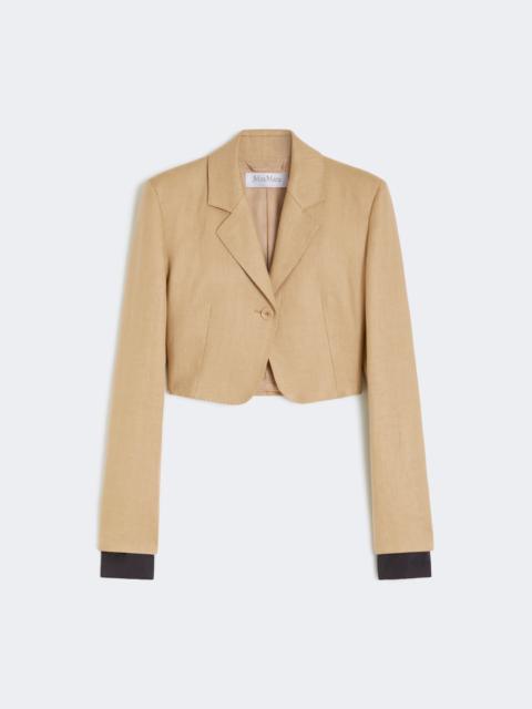 Max Mara Cropped jacket in linen twill - CAMEL