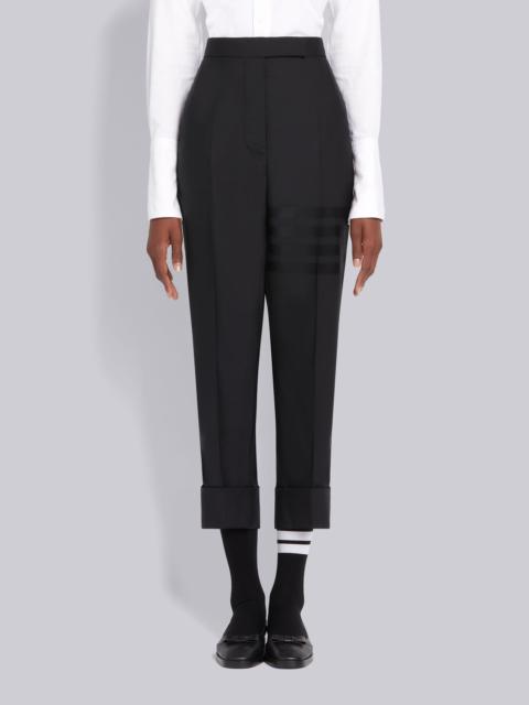 Black Wool Plain Weave Suiting Grosgrain Tipped Engineered 4-Bar Classic Trouser