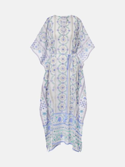 juliet dunn Embellished floral cotton kaftan