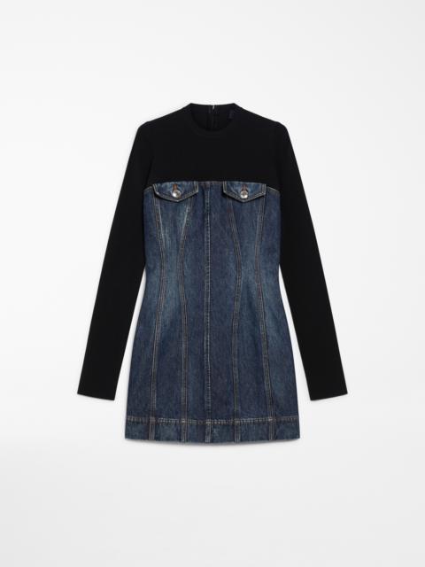 Sportmax TETI Slim-fit denim and knit fabric dress