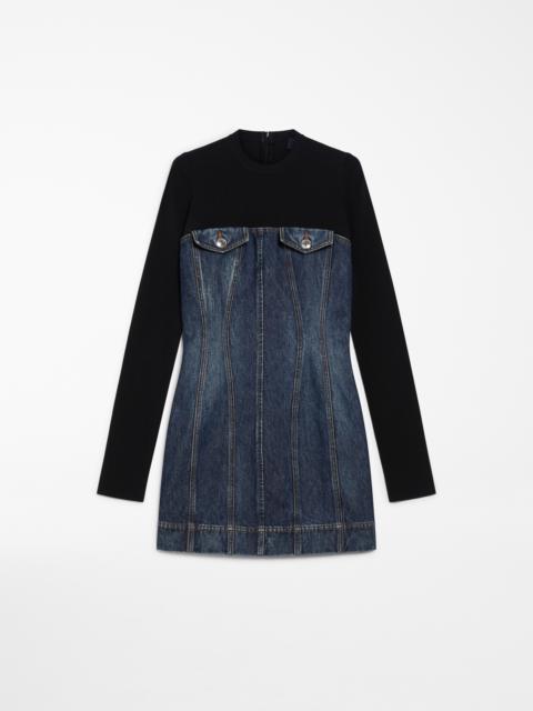 TETI Slim-fit denim and knit fabric dress