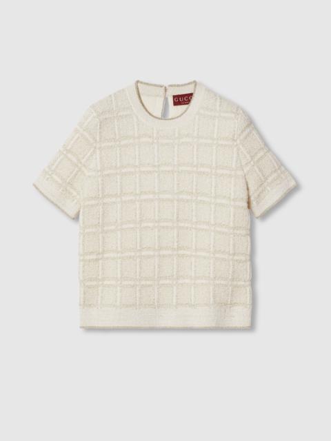 GUCCI Wool and lamé check jacquard top