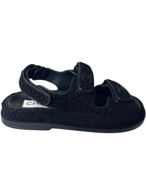 CHANEL Chanel Quilted Dad Sandal Tweed Fabric Black (Women's)