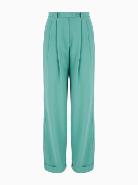 Sablé stretch fabric trousers with pleats