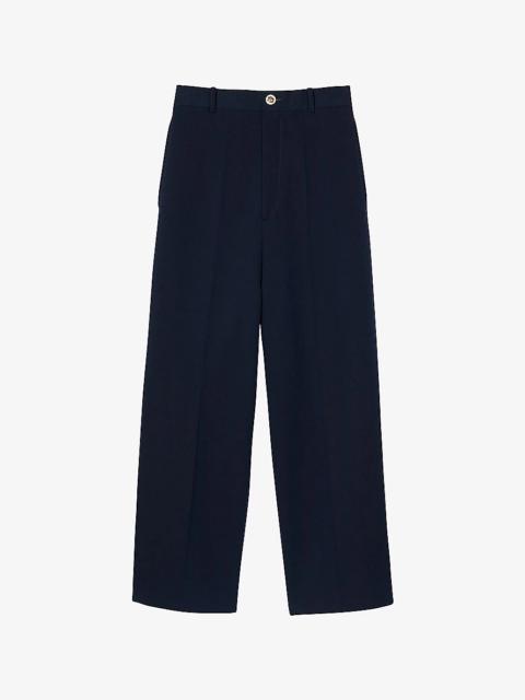 Sandro High-Rise Pressed-Crease Cotton-Blend Trousers