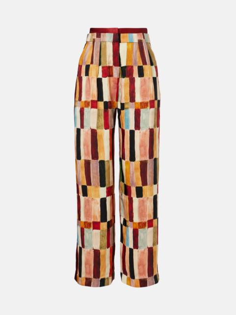x LRNCE Marjorelle printed linen and silk palazzo pants
