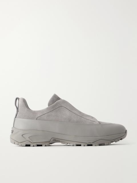 ZEGNA Triple Stitch™ Monte Leather-Trimmed Suede Slip-On Sneakers