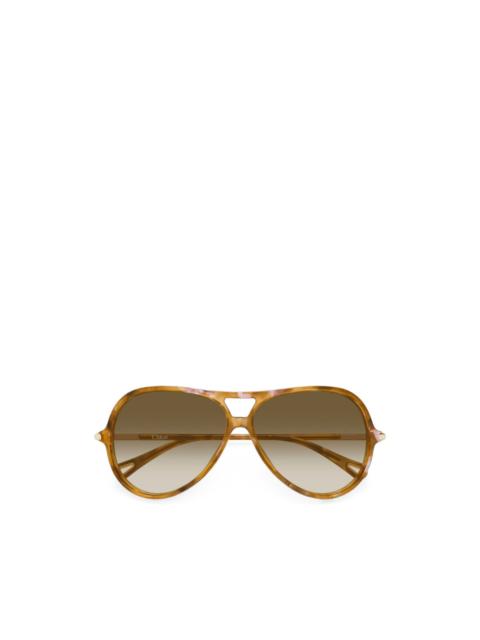 Chloé tortoiseshell-effect pilot-frame sunglasses