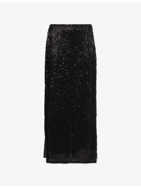 Erdem Sequin Slim-Fit Stretch-Woven Midi Skirt