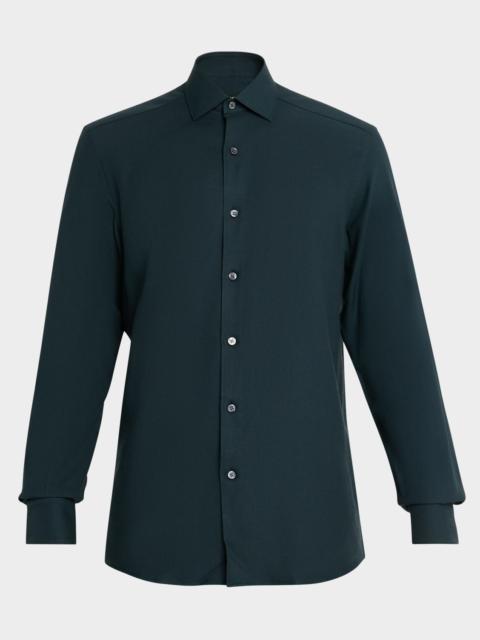 ZEGNA Men's Cashco Cashmere and Cotton Classic-Fit Sport Shirt