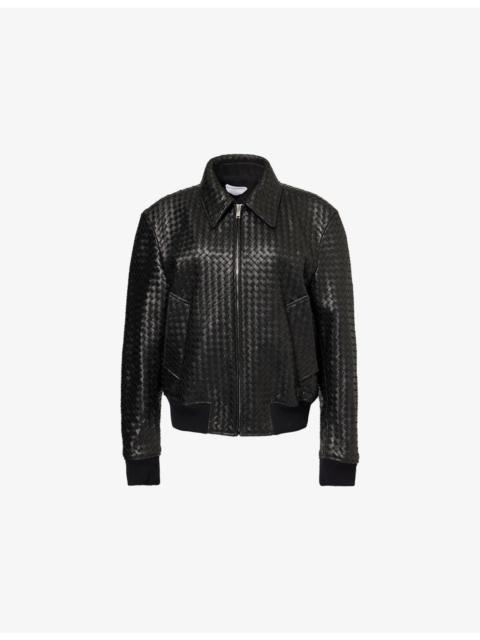 Bottega Veneta Intrecciato Leather Bomber Jacket