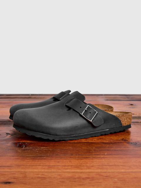 Boston Clog in Black Oil Leather