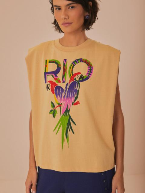 FARM RIO Sand Rio Shoulder Pad Organic Cotton T-Shirt