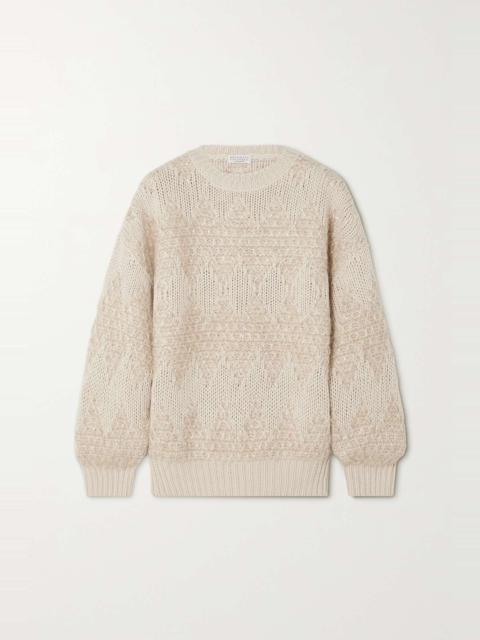 Sequin-embellished wool, cashmere and silk-blend sweater