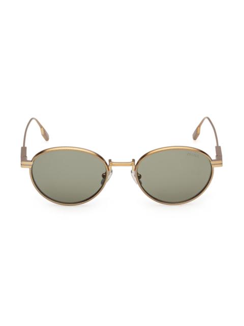 ZEGNA Men's 52MM Round Sunglasses - Palladium Green