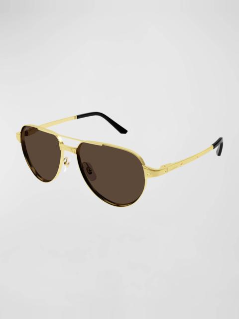 Cartier Men's CT0425SM Metal Aviator Sunglasses