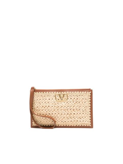 VLogo Signature raffia clutch bag