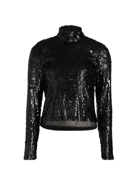 rag & bone Women's Lucy Sequined Mock Turtleneck Sweater - Black