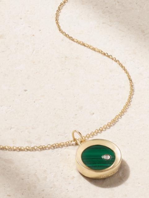 MATEO 14-karat gold, malachite and diamond necklace Green