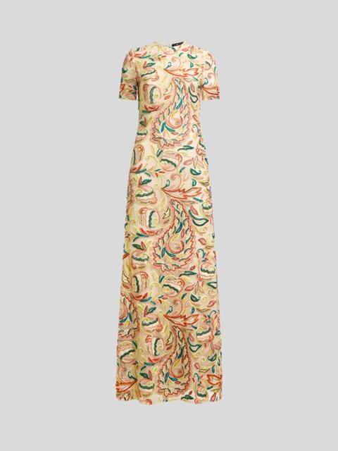 Etro CROCHET-EFFECT LONG DRESS WITH FLORAL EMBROIDERY