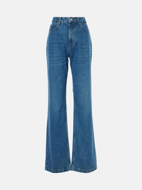 Mid-rise wide-leg jeans