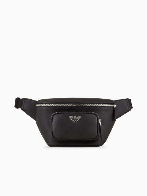 EMPORIO ARMANI ASV regenerated Saffiano leather belt bag with eagle plate