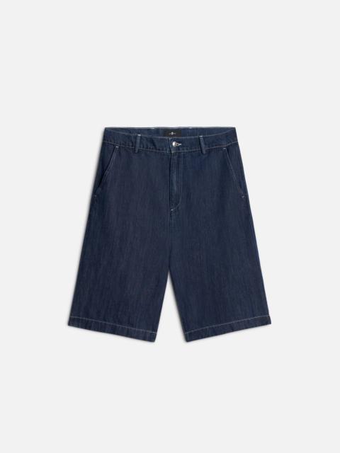7 For All Mankind WIDE LEG CHINO SHORT in Indigo Linen Nocturnal
