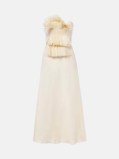 Johanna Ortiz Embellished linen maxi dress