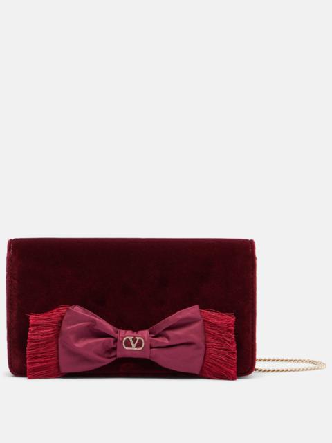 Valentino VLogo Mini bow-detail velvet crossbody bag