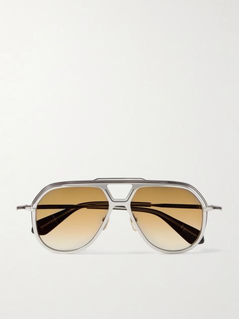 JACQUES MARIE MAGE Lockheed aviator-style titanium and acetate sunglasses Silver