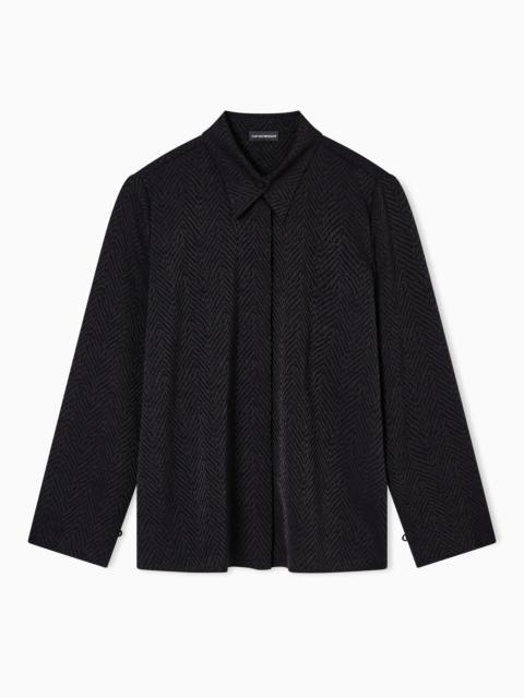 EMPORIO ARMANI SHIRT WITH CHEVRON MOTIF PRINT