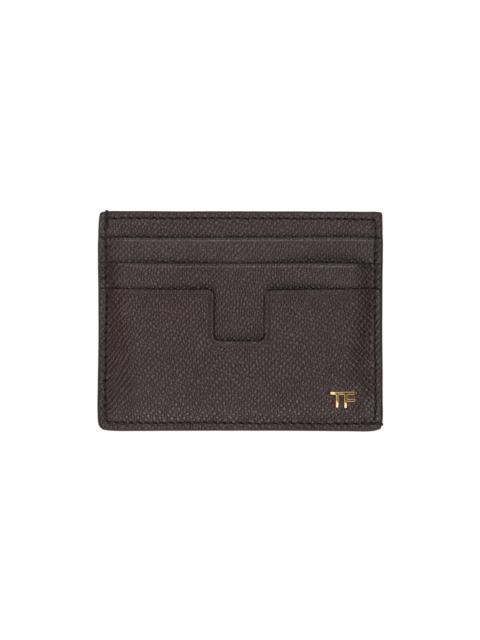 TOM FORD Brown Small Grain Leather Card Holder