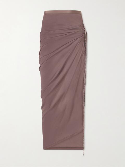 Wiederhoeft Embellished Draped Knitted Midi Skirt