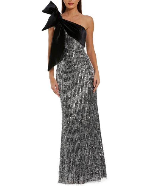 MAC DUGGAL Women's Sequin & Bead-Embellished One-Shoulder Gown - Black Silver