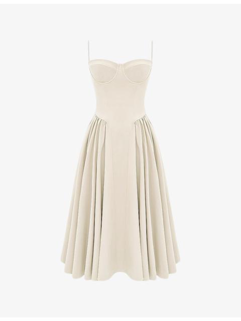 House of CB Samaria corset-top A-line stretch-cotton midi dress
