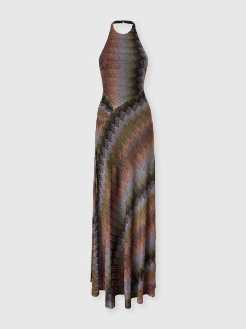 Missoni Snake-Pattern Viscose Lamé Gown with Halter Neck