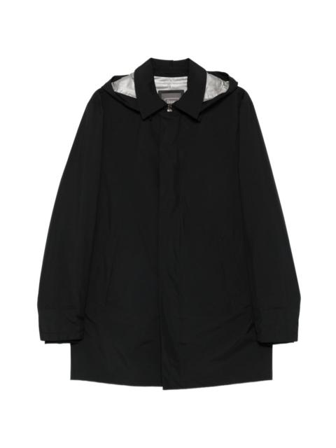 Herno hooded concealed-fastening raincoat
