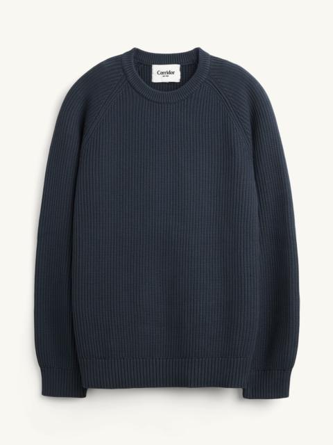 Corridor WASHED COTTON CREWNECK - NAVY