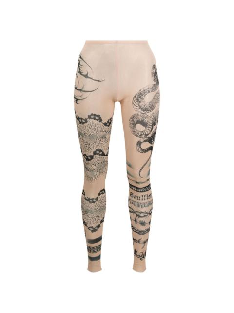 graphic-print semi-sheer leggings