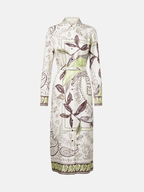 TORY BURCH Belted printed silk midi dress