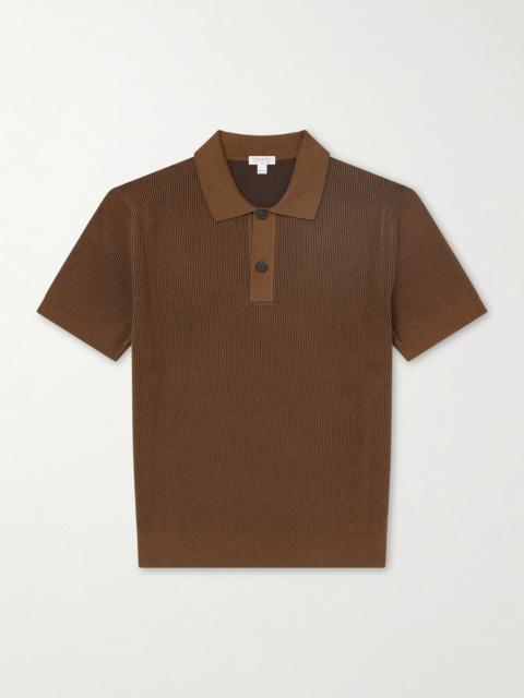 Sunspel Ribbed Cotton Polo-Shirt