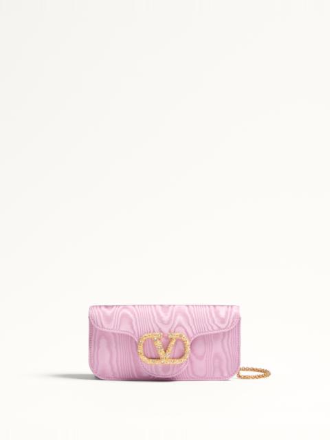 VALENTINO GARAVANI LOCÒ MOIRÉ FABRIC CLUTCH WITH JEWEL LOGO