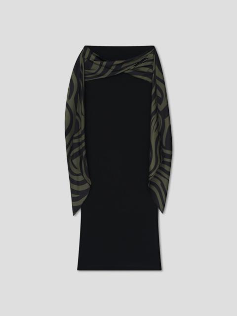 Nanushka Mesh Jersey And Twill Silk Draped Midi Skirt