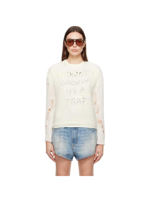R13 Off-White Distressed Sweater