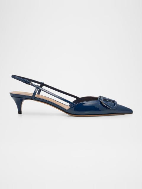 Valentino 40mm VLogo Patent Leather Slingback Pumps